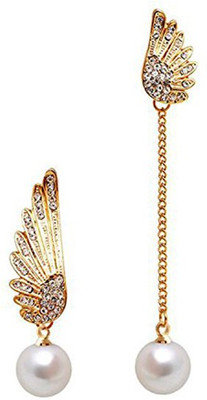 68% OFF on Jewel Touch Uneven Angel Wings Drop Design Alloy Drop Earring