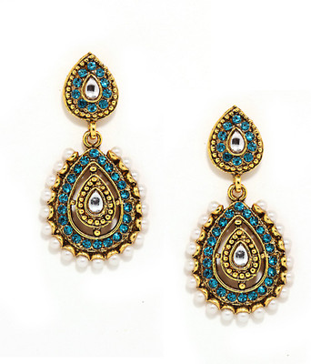 Bindhani Antique Silver Plated 10K White Gold Plated Cubic Zirconia Alloy Drop Earring