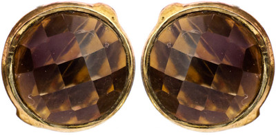 16% OFF on Exotic India Faceted Smoky Gold Plated Quartz Sterling Silver Stud Earring