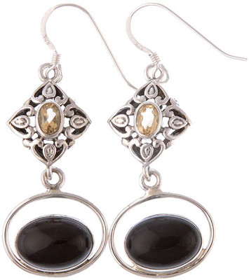 15% OFF on Exotic India Black Citrine Onyx Sterling Silver Dangle Earring