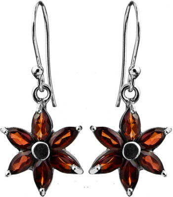 16% OFF on Exotic India Faceted Garnet Sterling Silver Dangle Earring