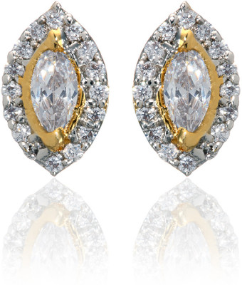 63% OFF on Dhruvi Creation By Zaveri Pearls 22K Yellow Gold, Rhodium Plated K Cubic Zirconia Brass Stud Earring