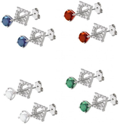34% OFF on Taraash Interchangeable Elegant Cluster K Cubic Zirconia Sterling Silver Earring Set