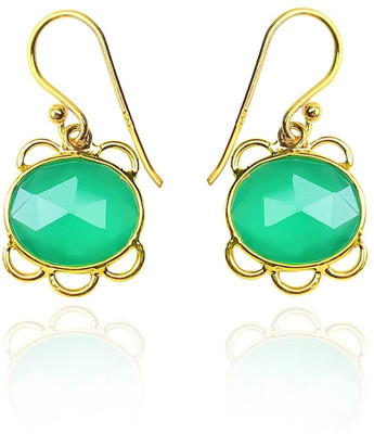 40% OFF on Exxotic Jewelz Royal Fashion 22K Yellow Gold Plated Onyx Silver Dangle Earring