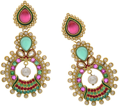 59% OFF on Prisha Season Trends Silver Plated Pearl, Cubic Zirconia Alloy, Silver Drop Earring