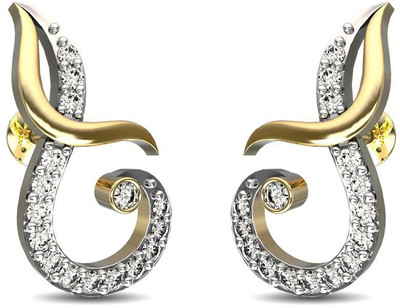 JewelsForum Blinging Arc 14 K Diamond Gold Stud Earring