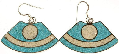 15% OFF on Exotic India Inlay Sterling Silver Dangle Earring