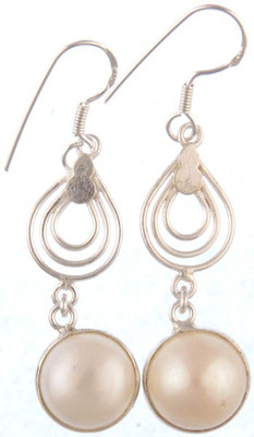 16% OFF on Exotic India Spiral Pearl Sterling Silver Dangle Earring