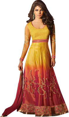 51% OFF on Fabfiza Viscose Embroidered Semi-stitched Salwar Suit Dupatta Material Unstitched