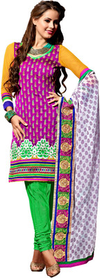 31% OFF on Hiva Jacquard, Net Self Design Semi-stitched Salwar Suit Dupatta Material Unstitched