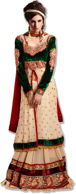 78% OFF on Ethnica By Aarya Synthetic, Georgette Solid Semi-stitched Salwar Suit Dupatta Material Unstitched