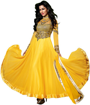 65% OFF on Resham Fabrics Chiffon Embroidered Salwar Suit Dupatta Material Unstitched