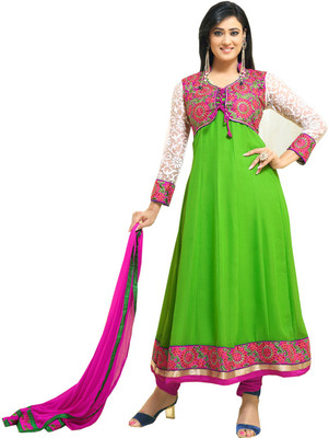 54% OFF on Craze N Demand Georgette Floral Print Semi-stitched Salwar Suit Dupatta Material Unstitched