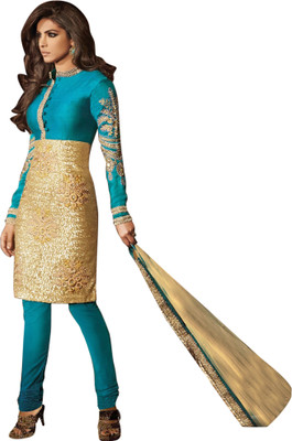 80% OFF on Aadya Georgette Self Design Semi-stitched Salwar Suit Dupatta Material Unstitched
