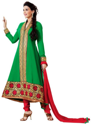50% OFF on Riti Riwaz Georgette Self Design Semi-stitched Salwar Suit Dupatta Material Unstitched