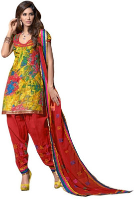 70% OFF on Viva N Diva Cotton Self Design Semi-stitched Salwar Suit Dupatta Material Unstitched