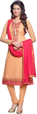 25% OFF on Aarti Saree Georgette Self Design Semi-stitched Salwar Suit Dupatta Material Unstitched