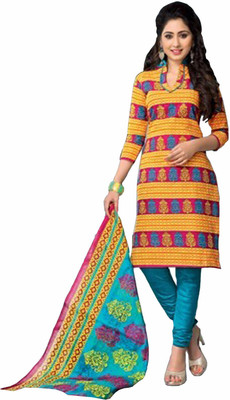 61% OFF on PadamShree Cotton Printed Salwar Suit Dupatta Material Unstitched