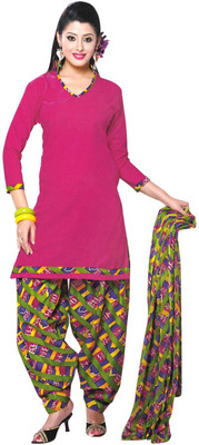 56% OFF on Slassy Cotton, Chiffon Printed Salwar Suit Dupatta Material Unstitched
