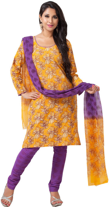 Aapno Rajasthan Cotton Floral Print Salwar Suit Dupatta Material Fabric - Unstitched
