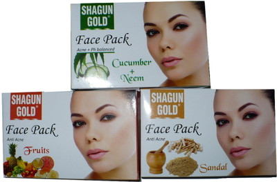 Shagun Gold Face Pack Combo Cucumber Neem, Fruit, Sandal 300 g Shagun Gold Face Pack Combo Cucumber Neem, Fruit, Sandal 300 g