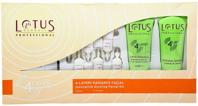 Lotus Herbals Professional 4 Layers Radiance Facial Innovative Glowing Facial Kit 380 g Lotus Herbals Professional 4 Layers Radiance Facial Innovative Glowing Facial Kit 380 g