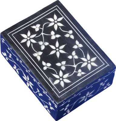50% OFF on Artist Haat Hand Carved Natural Soapstone Floral Jewellery Vanity Box Black