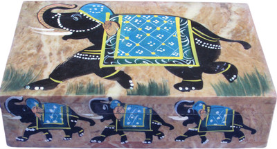 50% OFF on Artist Haat Handcrafted Natural Soapstone With Painting Work Jewellery Vanity Box Beige