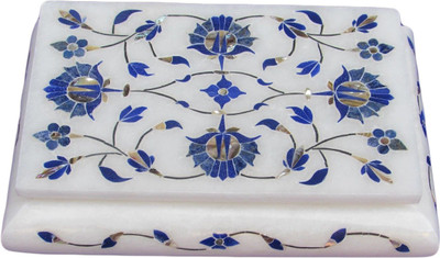 33% OFF on Artist Haat Handcrafted Marble With Ah Floral Design16 Inlay Grill Work Jewellery Vanity Box White