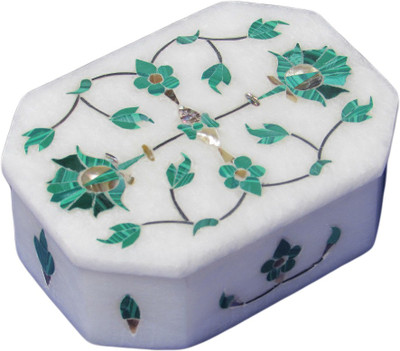 35% OFF on Artist Haat Handcrafted Marble With Ah Floral Design13 Inlay Grill Work Jewellery Vanity Box White