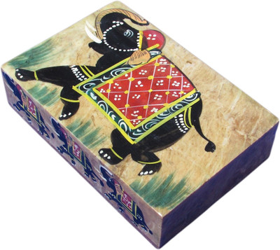 50% OFF on Artist Haat Handcrafted Natural Soapstone With Elephant Painting Jewellery Vanity Box Beige