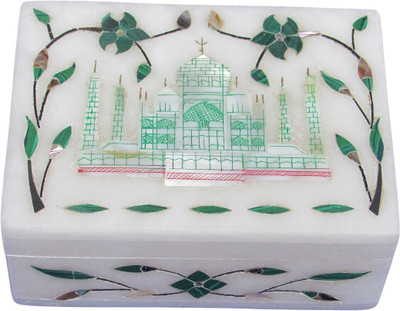 41% OFF on Artist Haat Handcrafted Marble With Taj Mahal Inlay Work Jewellery Vanity Box White