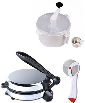 ECO SHOPEE COMBO OF DETACHABLE Roti- MAKER, DOUGH MAKER AND PIZZACUTTER Roti/Khakhra Maker (Silver)