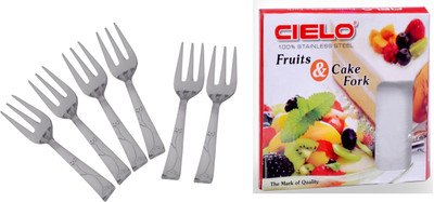 Cielo Smile Flower Stainless Steel Fruit Fork Set Pack of 6 Cielo Smile Flower Stainless Steel Fruit Fork Set Pack of 6