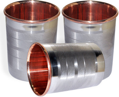 61% OFF on DakshCraft Drinkware Accessories Handmade Copper Tumblers, Set of 3 DS122