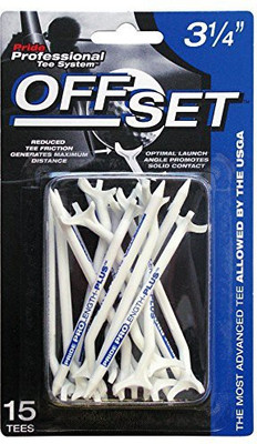 Pride Professional Tee System Offset Tee, 3-1/4 Inch Golf Tees (Pack Of 15, White)