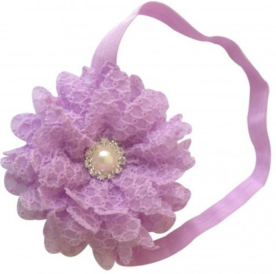 NeedyBee Elastic Embellished with Diamond Pearl Flowers Head Band