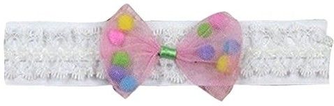 PinkXenia bowknot Polka dot lace & gauze light pink newborn Soft Head Band PinkXenia bowknot Polka dot lace & gauze light pink newborn Soft Head Band