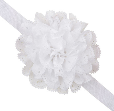 18% OFF on PinkXenia Wavy Edge Hollow Out White Flower soft Elastic Newborn Headband Head Band