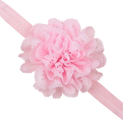 12% OFF on PinkXenia Wavy Edge Hollow Out Light Pink Flower soft Elastic Newborn Headband Head Band