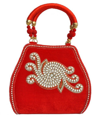 43% OFF on Craftstages Velvet Tomato Ethnic Hand-held Bag Pink