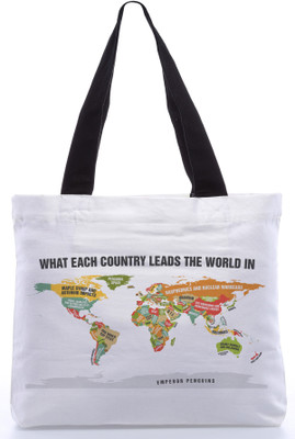 30% OFF on Snoogg Canvas Design World Map Tote White