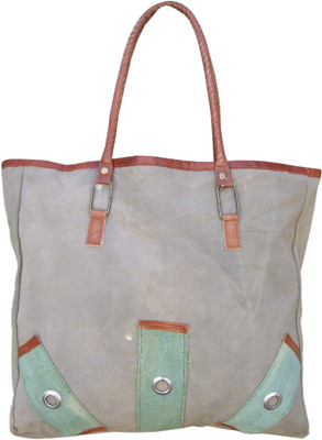 50% OFF on Marwar Large Handbag With Multiple Strips In Canvas & Leather Tote Multicolor