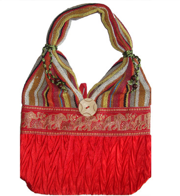 64% OFF on Haveli Arts Silk Shoulder Bag Red-9