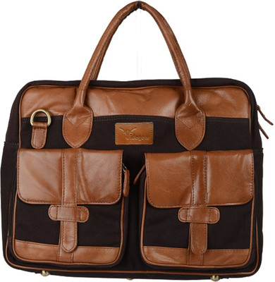 Hidegear Leather Canvas Messenger Bag Brown