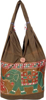 55% OFF on Womaniya Handicraft Jhola Shoulder Bag Army Green