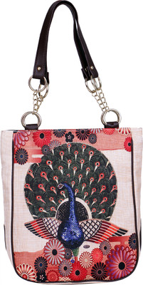 9% OFF on Vaz Jute Peafowl Morning Shoulder Bag Multicolor