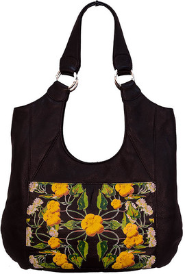 50% OFF on Traversys Genuine Leather with Floral Design Shoulder Bag Black