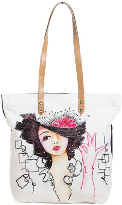 33% OFF on Pranil Designs Painted Lady Wearing Floral Hat Tote White, Black 33% OFF on Pranil Designs Painted Lady Wearing Floral Hat Tote White, Black