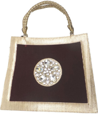 Bhamini Velvet with Floral Diamond Brooch Hand-held Bag Maroon-01 Bhamini Velvet with Floral Diamond Brooch Hand-held Bag Maroon-01